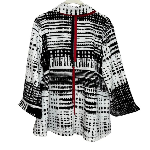 IC Collection by Connie K Jacket Womens Medium Black White Abstract Made USA - Picture 2 of 7